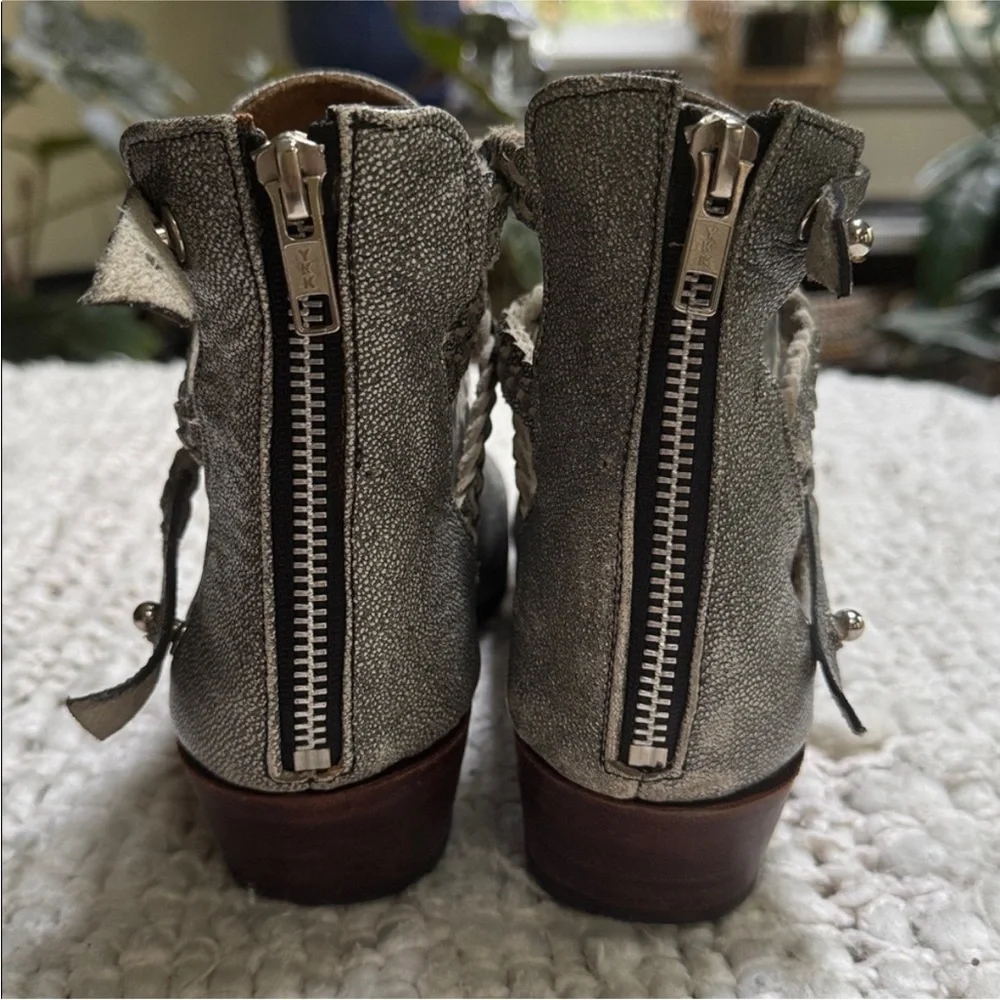 Uxibal Trenza Cutout Braided Booties | Artisan Leather | Stacked Heel